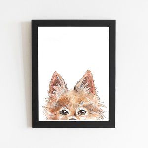 Orange Chihuahua Peek a Boo Art Print, Watercolor Artwork Decor For Groomers